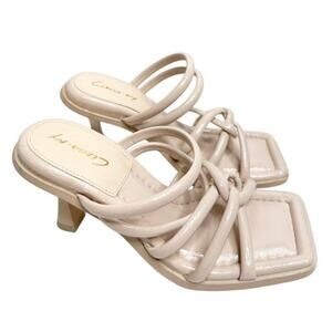 Circus By Sam Edelman Sandals Size 7 Tan Open Square Toe Slip On‎ Heels